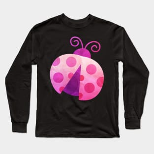 Watercolor Ladybug Red Pink Paintings Long Sleeve T-Shirt